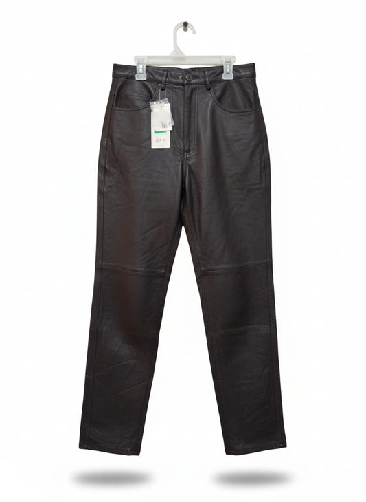 THE UDSON LEATHER|M|WAIST 28|LEG HIGH-RISE LEATHER TROUSERS