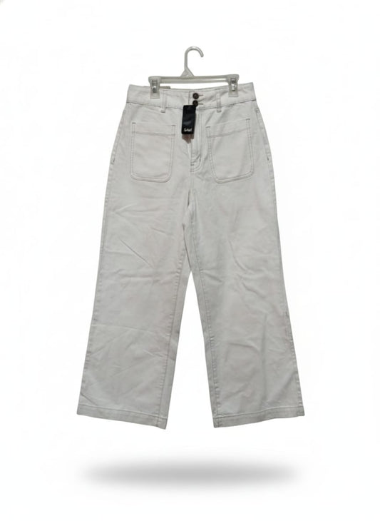 SPORTSGIRL|M|BUST 30| CREAM WIDE LEG CROPPED JEANS.