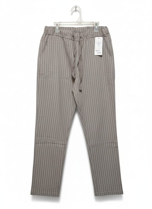MADE IN ITALY|L/XL|WAIST 32|CASUAL GREY STRIPED PANTS