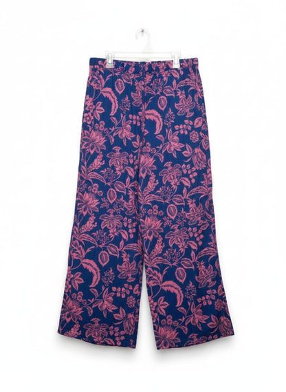 EMERY ROSE|XL|WAIST 32| BLUE AND PINK FLORAL WIDE LEG PANTS