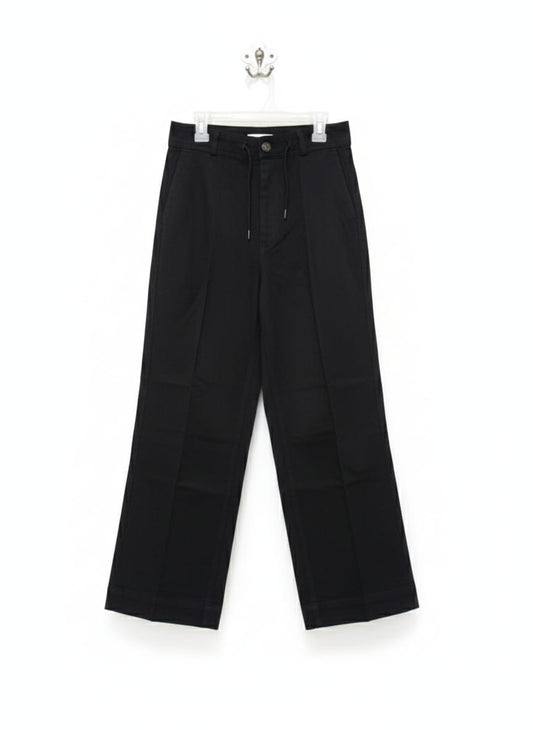 GLASSONS|M|WAIST 28|BLACK WIDE-LEG CROP PANTS WITH A DRAWSTRING WAIST