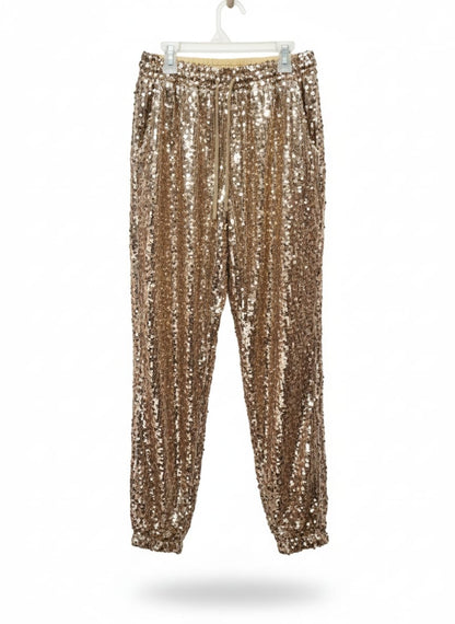IN THE STYLE|S|WAIST26|GOLD SEQUIN & SATIN JOGGER PANTS
