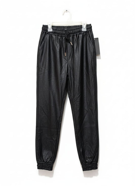 STYLED IN ITALY|S|WAIST 26| BLACK FAUX LEATHER JOGGER PANTS
