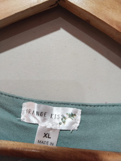 ORANGE KISS|XL|BUST 17|B12|Sage Square-Neck Butterfly Top
