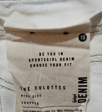 SPORTSGIRL|M|BUST 30| CREAM WIDE LEG CROPPED JEANS.