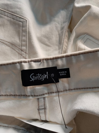 SPORTSGIRL|M|BUST 30| CREAM WIDE LEG CROPPED JEANS.
