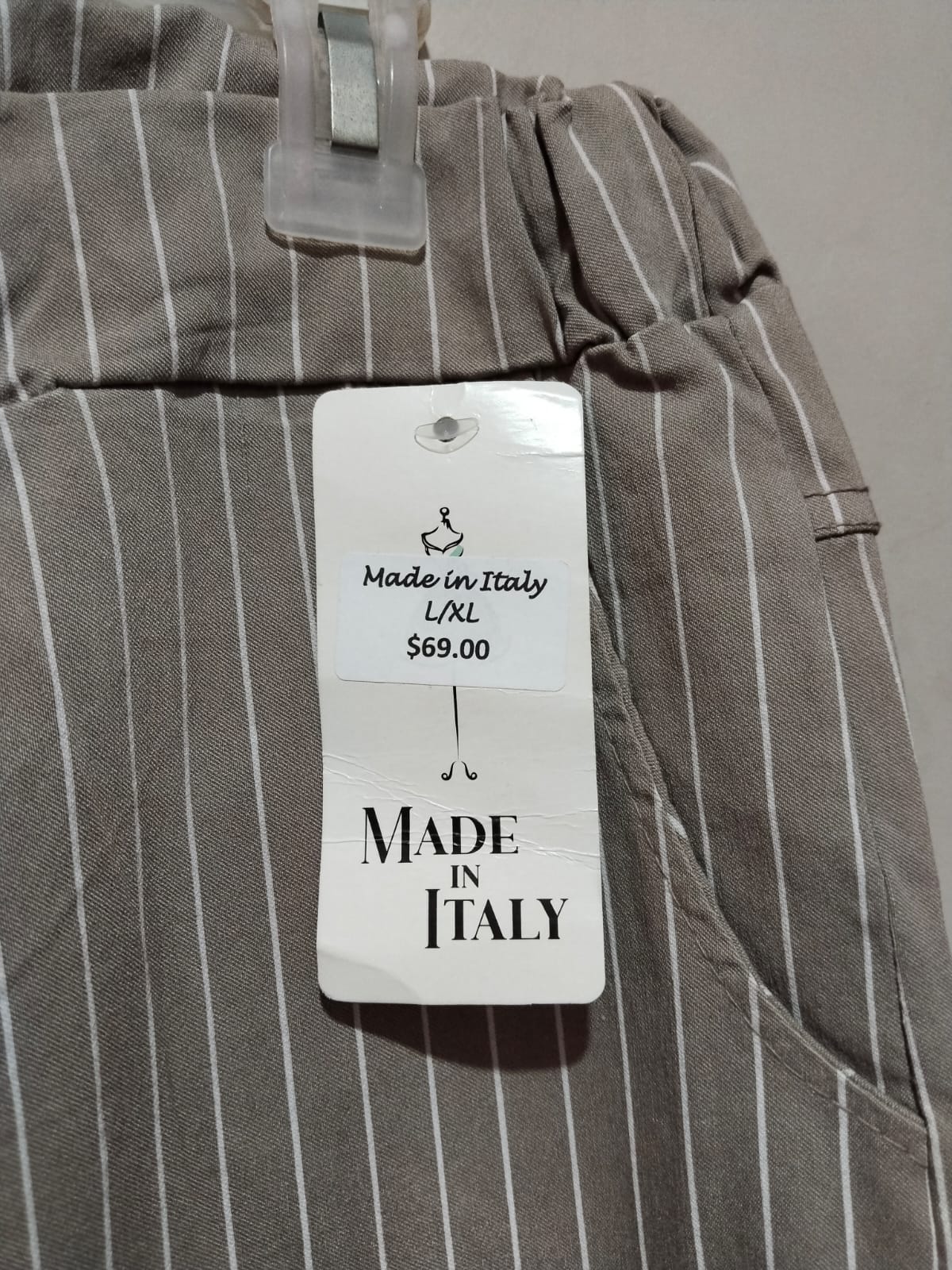 MADE IN ITALY|L/XL|WAIST 32|CASUAL GREY STRIPED PANTS