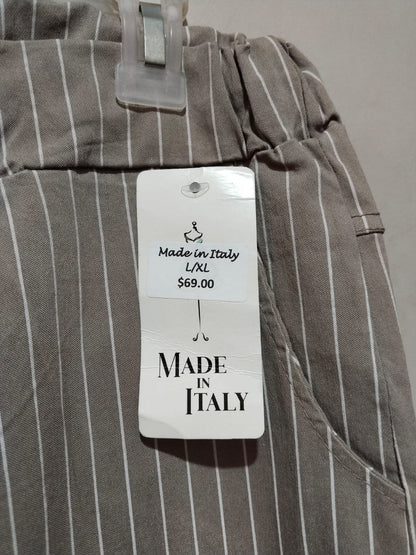 MADE IN ITALY|L/XL|WAIST 32|CASUAL GREY STRIPED PANTS