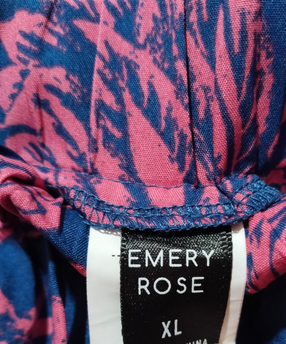 EMERY ROSE|XL|WAIST 32| BLUE AND PINK FLORAL WIDE LEG PANTS
