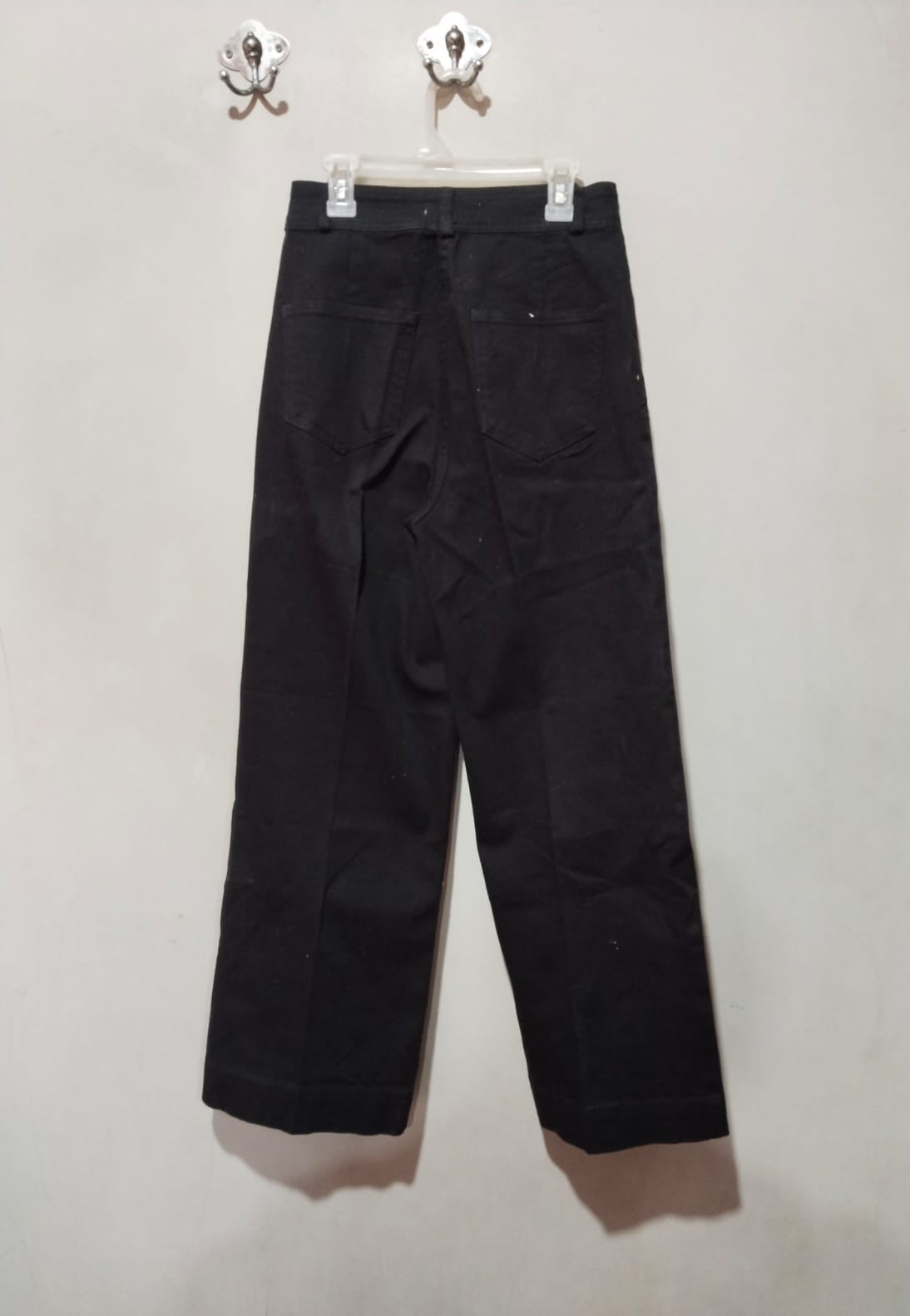 GLASSONS|M|WAIST 28|BLACK WIDE-LEG CROP PANTS WITH A DRAWSTRING WAIST
