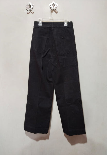 GLASSONS|M|WAIST 28|BLACK WIDE-LEG CROP PANTS WITH A DRAWSTRING WAIST