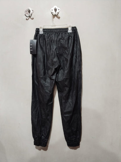 STYLED IN ITALY|S|WAIST 26| BLACK FAUX LEATHER JOGGER PANTS