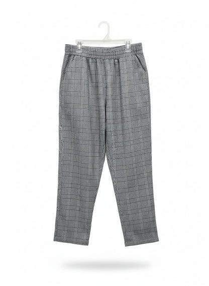 A&H|M|WAIST 30| GREY PLAID ELASTIC WAIST TROUSERS