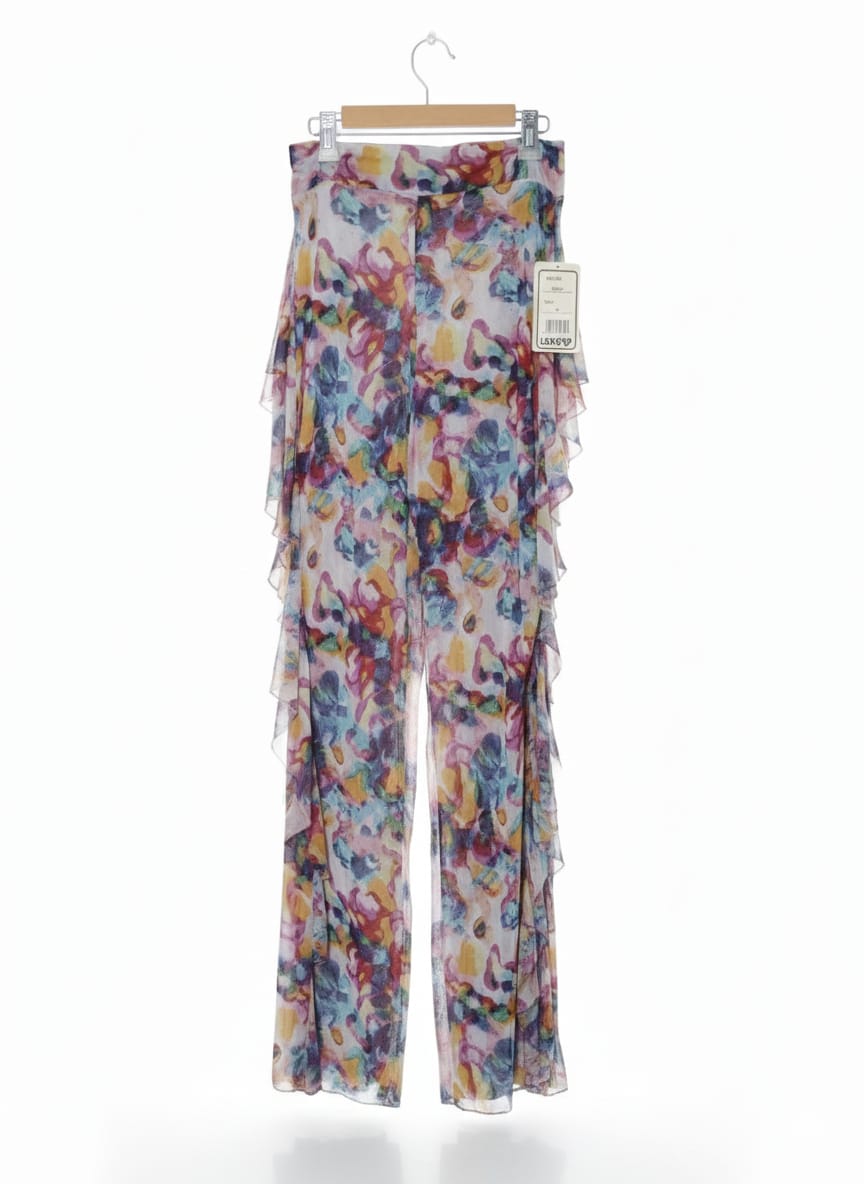 LOVE 83|M|26|B12|Sheer Chiffon Tiered Ruffle Flared Trousers