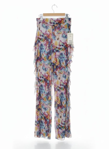 LOVE 83|M|26|B12|Sheer Chiffon Tiered Ruffle Flared Trousers