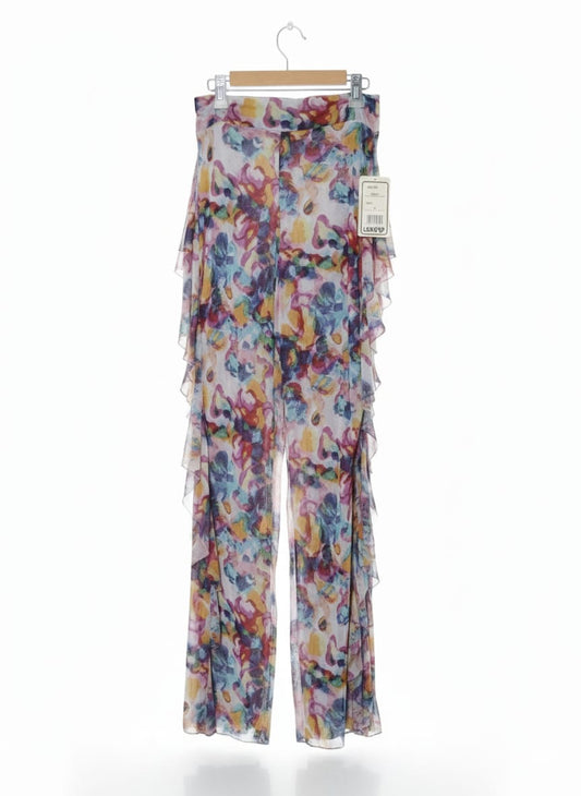 LOVE 83|M|26|Sheer Chiffon Tiered Ruffle Flared Trousers