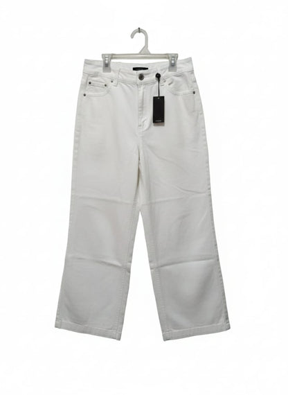 HIGH RISE|M|WAIST 31|WHITE HIGH-WAISTED WIDE-LEG CROPPED JEANS