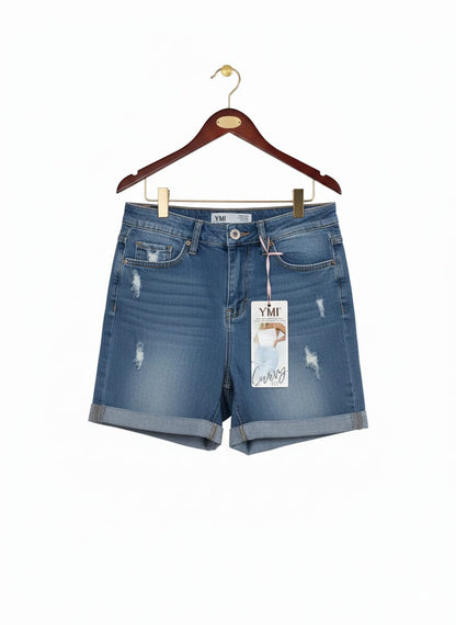 YMI CURVY FIT|S|WAIST 28|ULTRA HIGH RISE CUFFED SHORTS