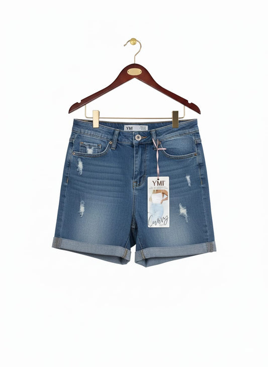 YMI CURVY FIT|S|WAIST 28|ULTRA HIGH RISE CUFFED SHORTS