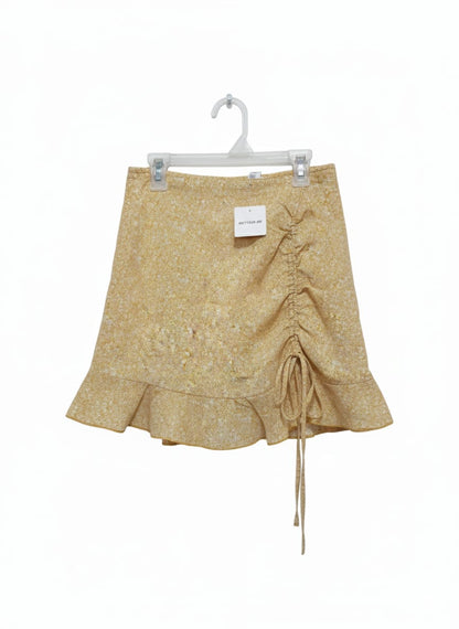 BETTER BE| S|WAIST 27|YELLOW FLORAL RUCHED MINI SKIRT