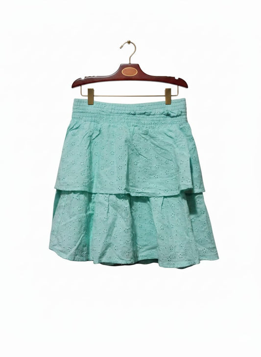 SO|S|WAIST 26|MINT GREEN SMOCKED WAIST EYELET SKIRT