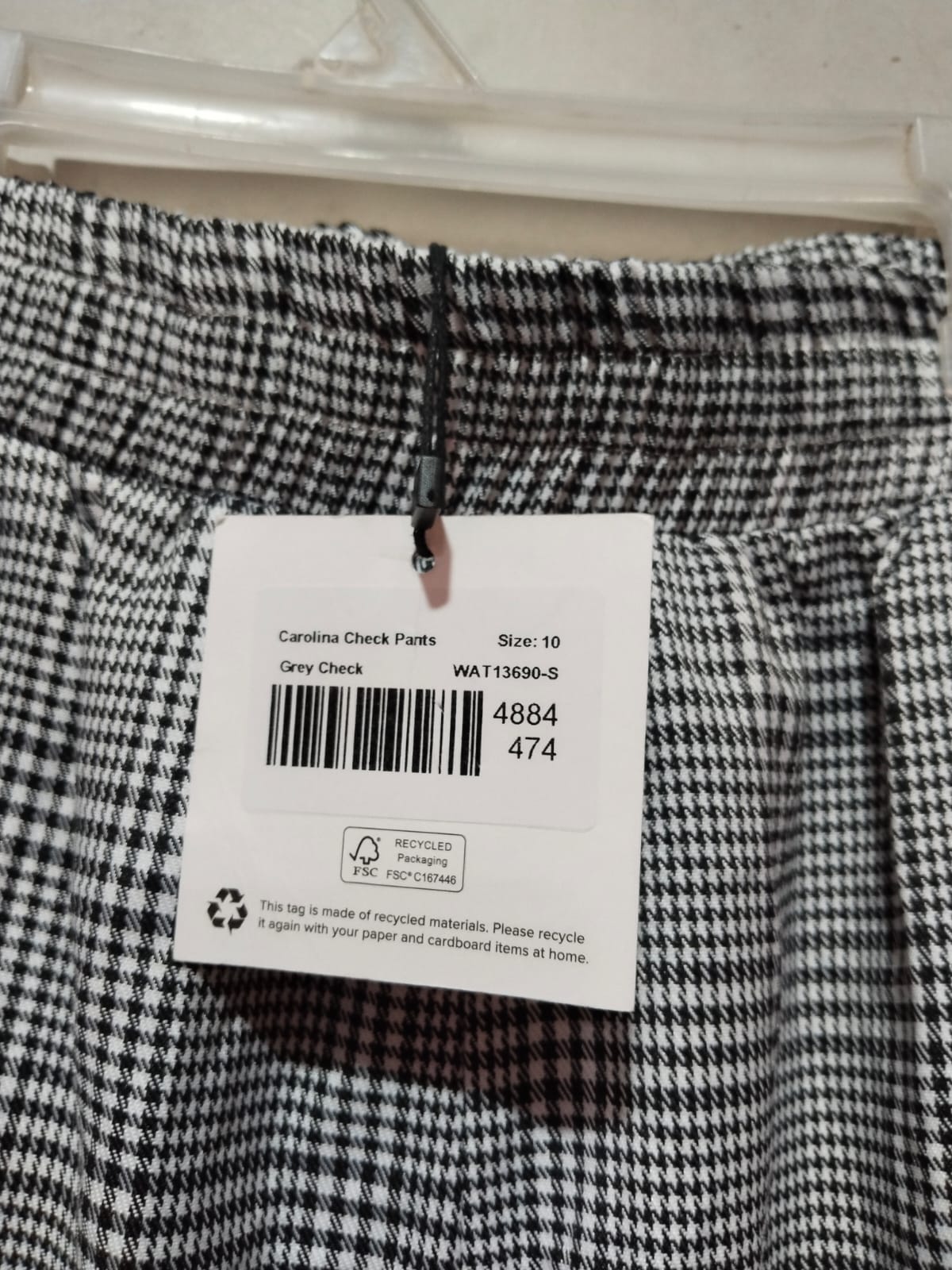 A&H|M|WAIST 30| GREY PLAID ELASTIC WAIST TROUSERS