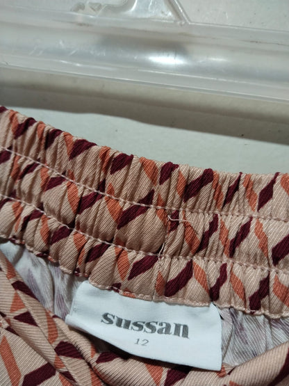 SUSSAN|M|WAIST 33| B11| HIGH-WAISTED PRINTED PALAZZO TROUSERS