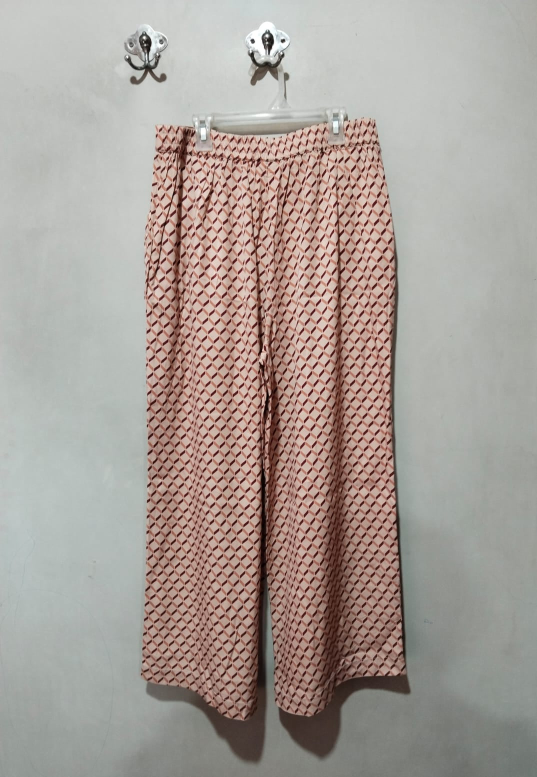 SUSSAN|M|WAIST 33| B11| HIGH-WAISTED PRINTED PALAZZO TROUSERS
