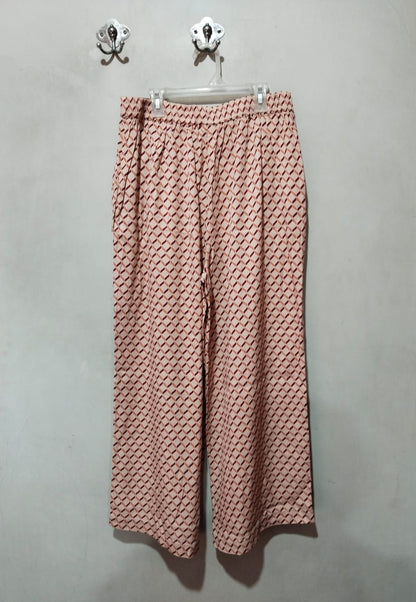 SUSSAN|M|WAIST 33| B11| HIGH-WAISTED PRINTED PALAZZO TROUSERS