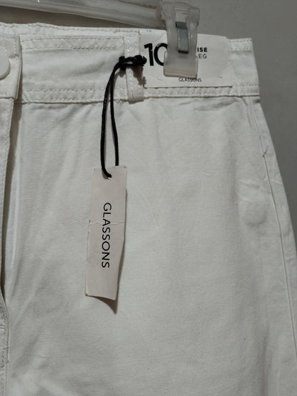 HIGH RISE|M|WAIST 31|WHITE HIGH-WAISTED WIDE-LEG CROPPED JEANS