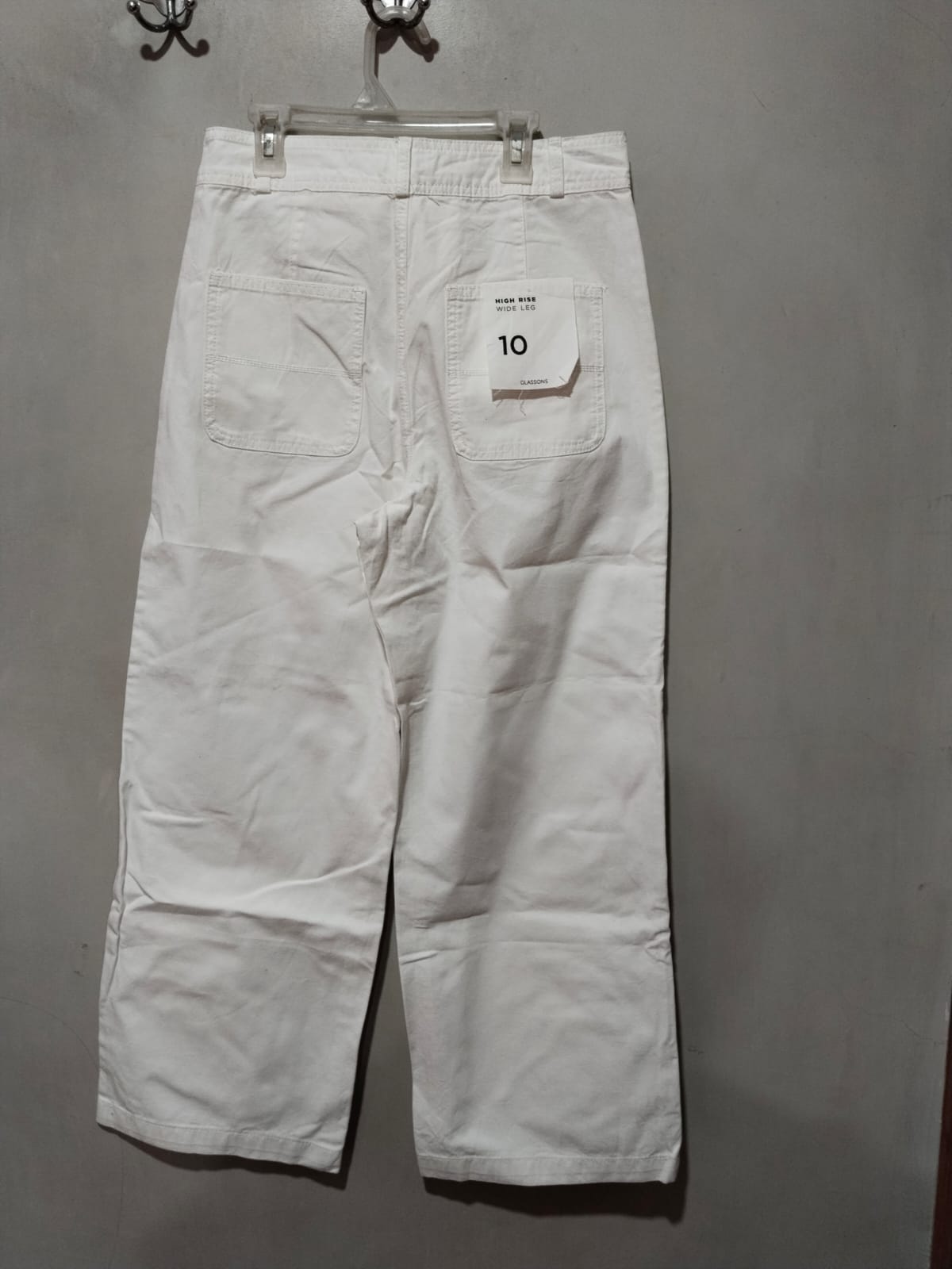 HIGH RISE|M|WAIST 31|WHITE HIGH-WAISTED WIDE-LEG CROPPED JEANS