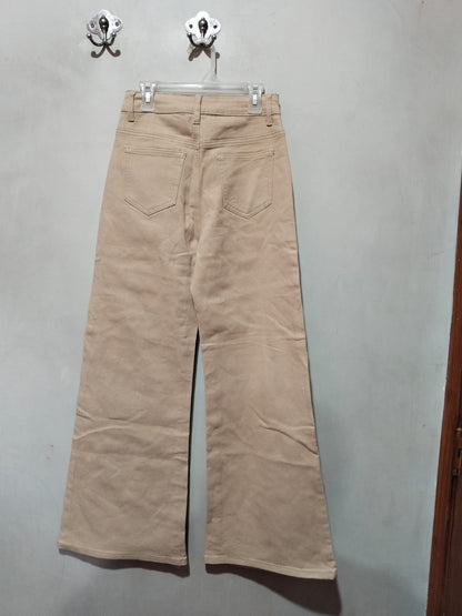 PAPER HEART DENIM|S|WAIST 26|BEIGE HIGH-WAISTED WIDE-LEG JEANS