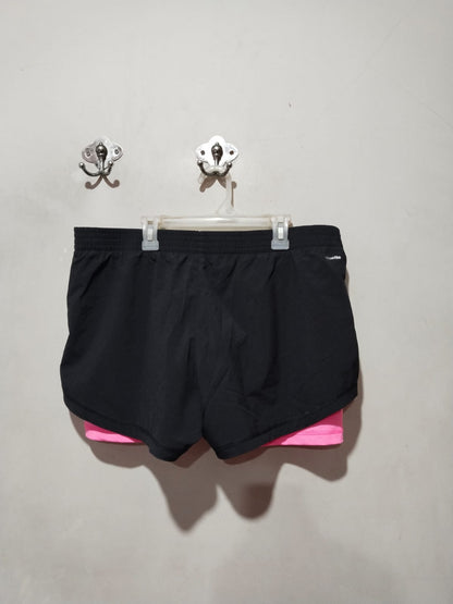 ADIDAS|L|WAIST 36|WOMEN'S BLACK AND PINK RUNNING SHORTS