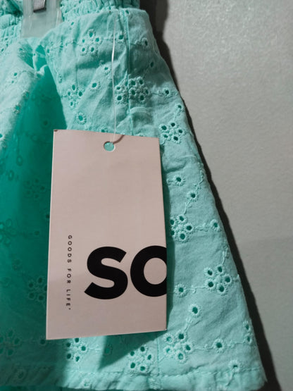 SO|S|WAIST 26|MINT GREEN SMOCKED WAIST EYELET SKIRT
