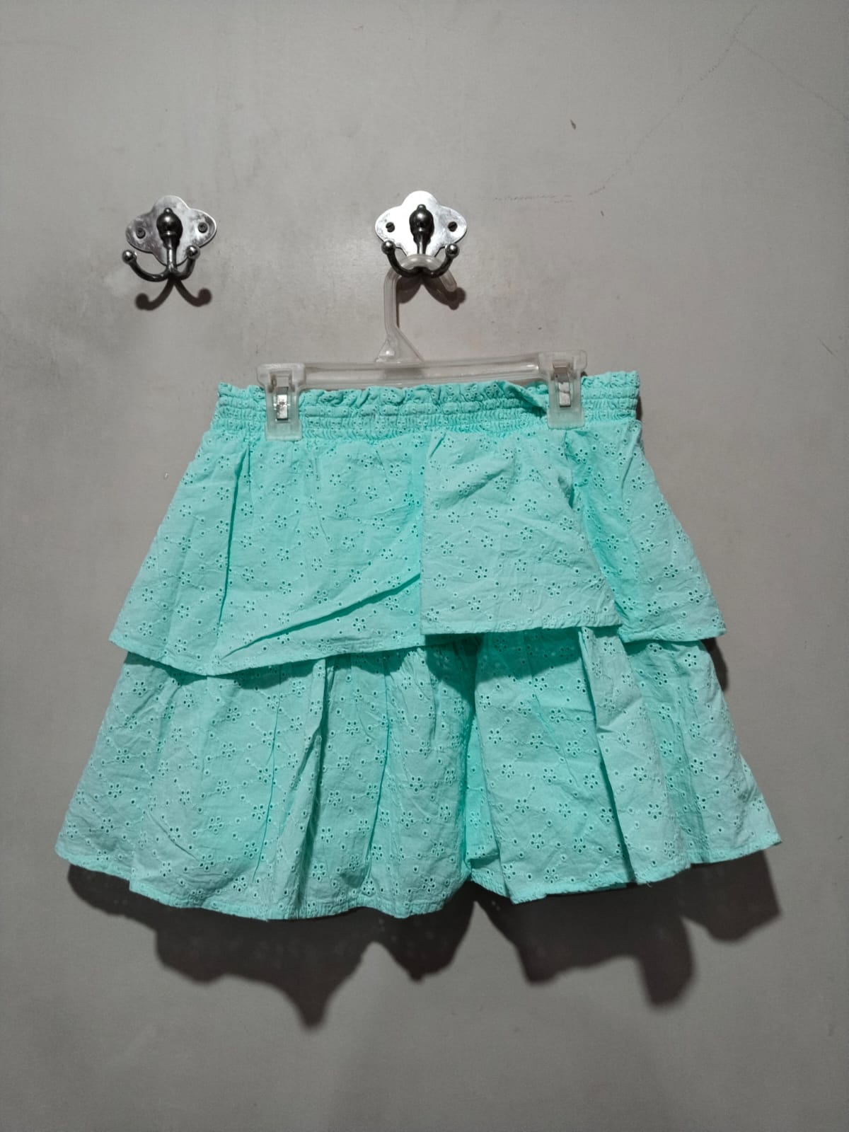 SO|S|WAIST 26|MINT GREEN SMOCKED WAIST EYELET SKIRT