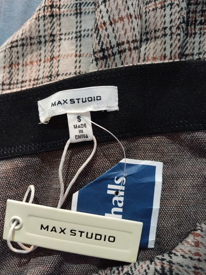 MAX STUDIO |S|WAIST 28|GREY ASYMMETRICAL CHECK SKIRT