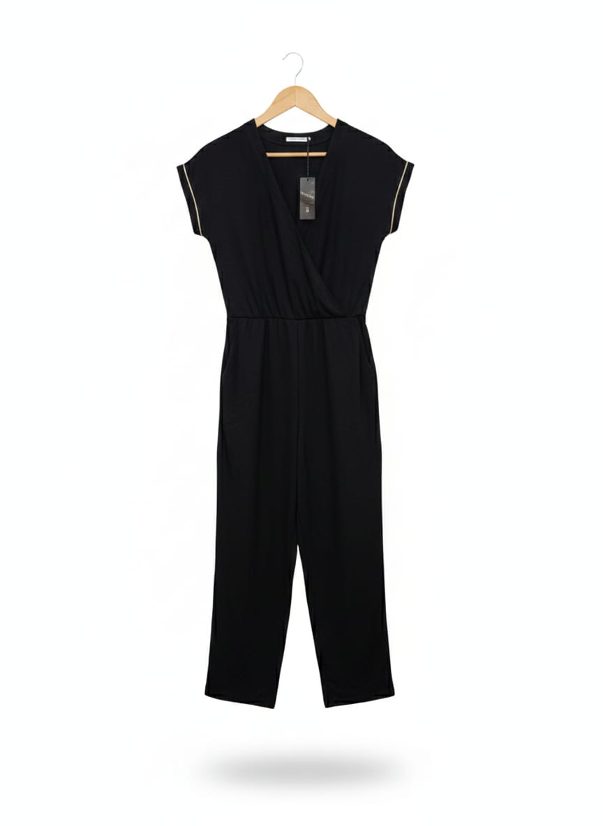 MONOPRIX TEENS|M|BUST 17|BLACK WRAP V-NECK JUMPSUIT