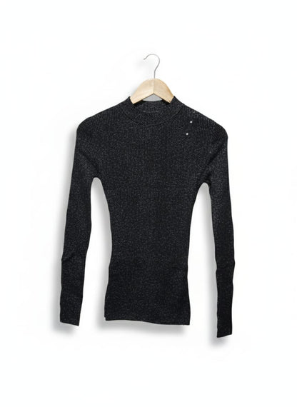 ANN TAYLOR|S|BUST 13|SPARKLY RIBBED HIGH NECK SWEATER