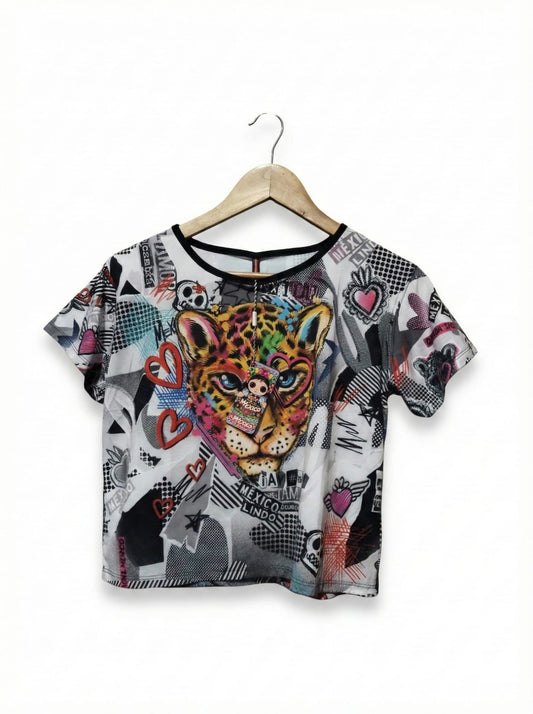 IAY GUAY|L|BUST 19| MEXICAN GRAPHIC PRINT JAGUAR T-SHIRT