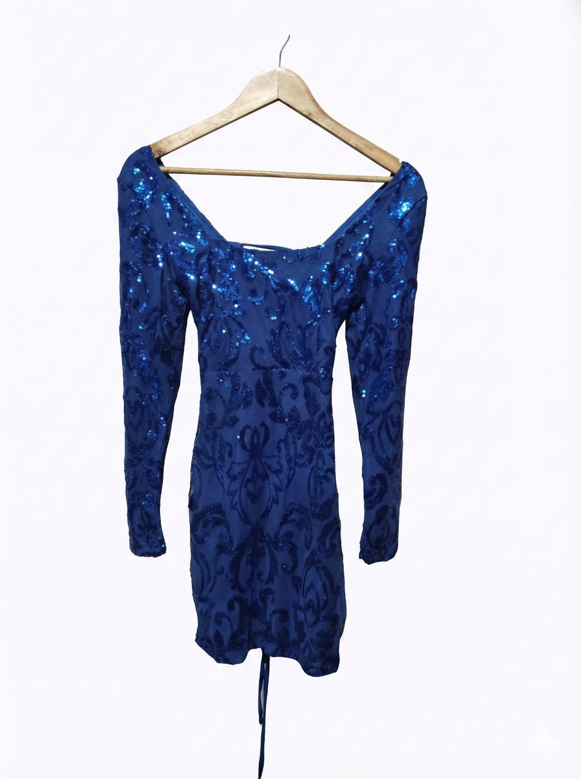 LUCY IN THE SKY |XS|BUST 14|SEQUIN BODYCON DRESS IN ROYAL BLUE