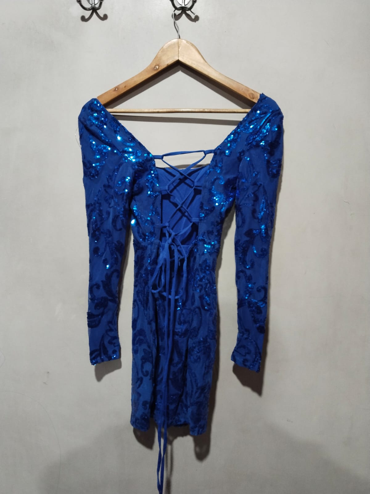 LUCY IN THE SKY |XS|BUST 14|SEQUIN BODYCON DRESS IN ROYAL BLUE