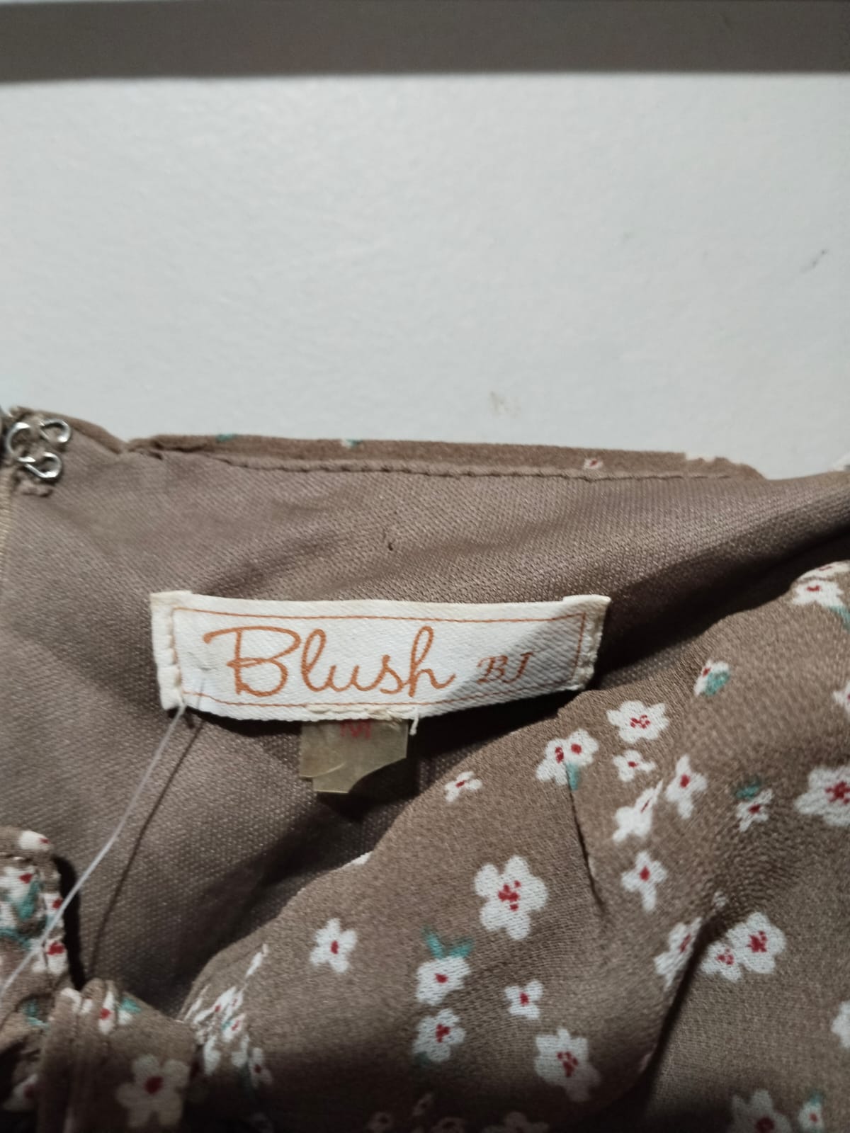 BLUSH BJ |M|BUST 15| BROWN FLORAL CINCHED FRONT MILKMAID DRESS