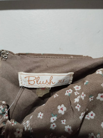 BLUSH BJ |M|BUST 15| BROWN FLORAL CINCHED FRONT MILKMAID DRESS