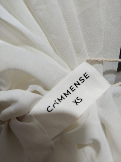 COMMENSE|XS|BUST 16.5|WHITE GATHERED PUFF SLEEVE BLOUSE