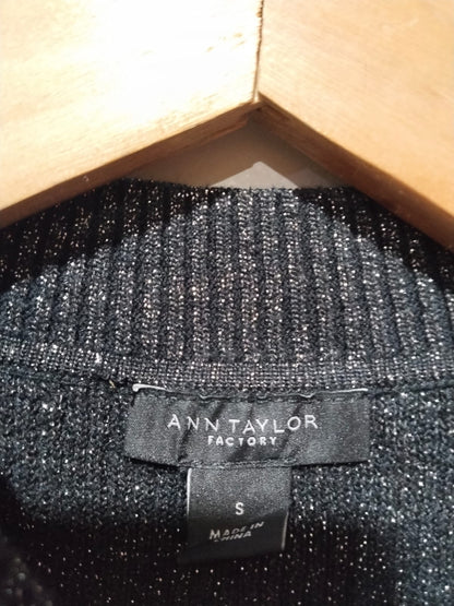 ANN TAYLOR|S|BUST 13|SPARKLY RIBBED HIGH NECK SWEATER
