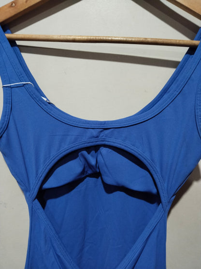 VERTVIE|S|BUST 13|BLUE SLEEVELESS FLARED SPORTS WEAR JUMPSUIT
