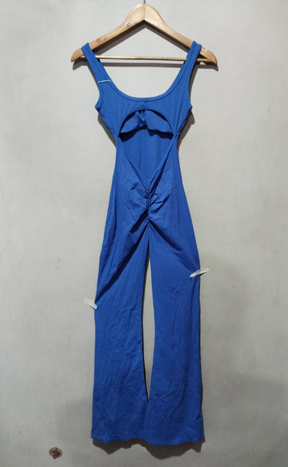 VERTVIE|S|BUST 13|BLUE SLEEVELESS FLARED SPORTS WEAR JUMPSUIT