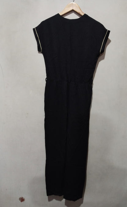 MONOPRIX TEENS|M|BUST 17|BLACK WRAP V-NECK JUMPSUIT