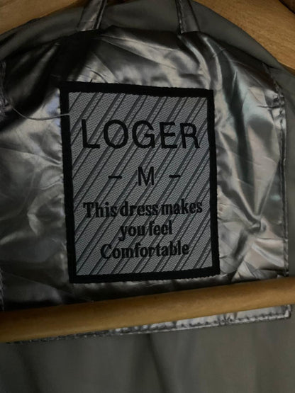 LOGER|M|BUST 25|SILVER METALLIC HOODED PUFFER JACKET