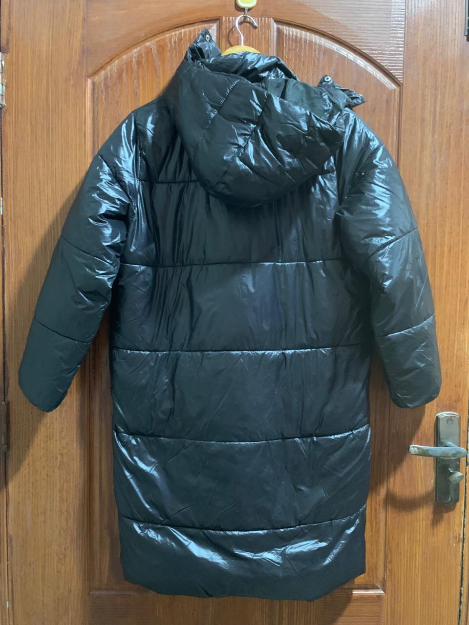 H&M DIVIDED|XS|BUST 22|BLACK SHINY LONGLINE PUFFER COAT